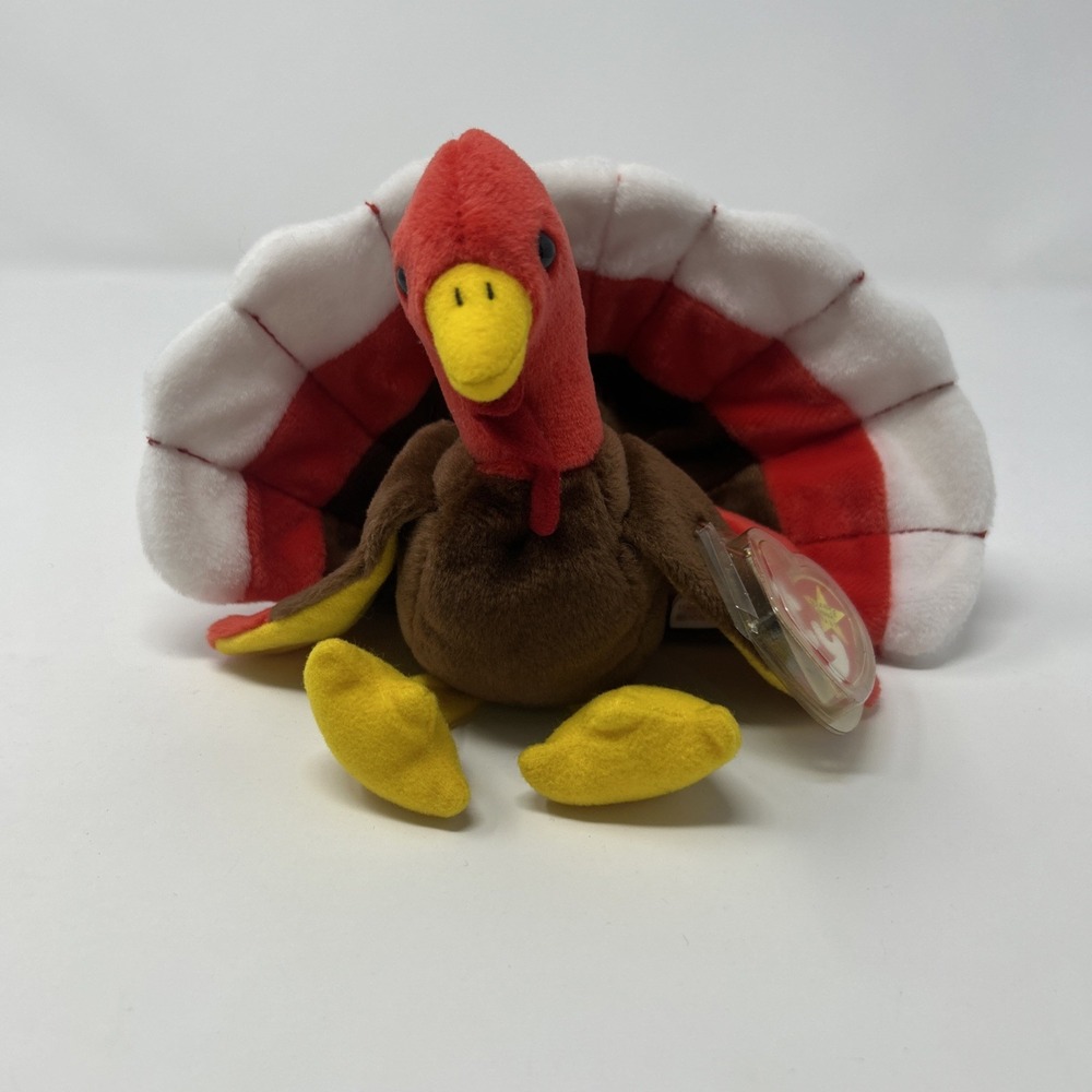 Vintage NWT TY Beanie Baby Gobbles the Turkey 1996 W/ Tag Protector